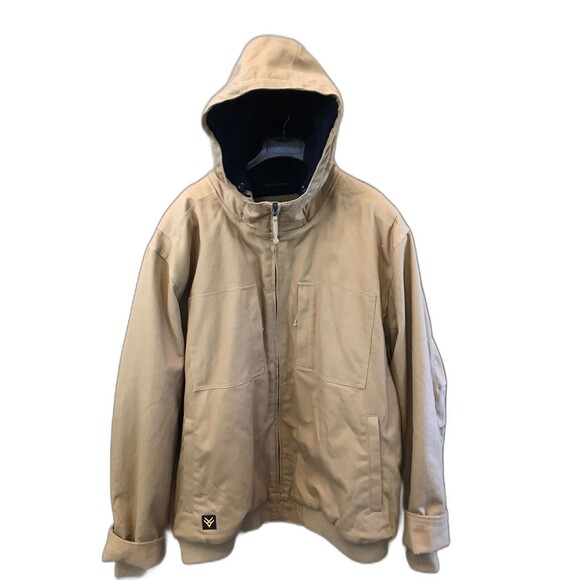 Hawx Work Gear Men 3XL Logo Sleeve Hooded Pockets Sherpa Lined Canvas Brown New - Picture 1 of 16